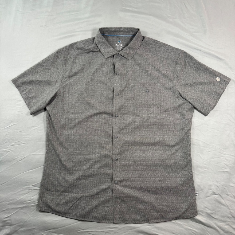 KÜHL Persuadr Short Sleeve Shirt Mens XXL Gray Textured Hiking Outdoor Active
